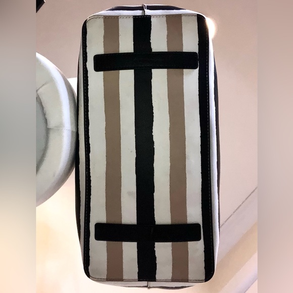 KATE SPADE Striped Zipper Top Two Handle Oversized Tote Beach Bag - Picture 7 of 8